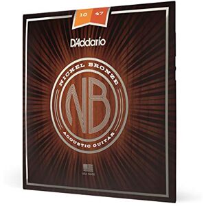 D'Addario Acoustic Guitar Strings, Nickel Bronze, NB1047, Extra Light Gauge 10-47, 6-String Set, Pack of 1 D'Addario Acoustic Guitar Strings, Nickel Bronze, NB1047, Extra Light Gauge 10-47, 6-String Set, Pack of 1