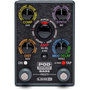 Line 6 POD Express Bass Amp & Effects Processor with 7 Amp Models, 16 Effect Models, 21 Presets and Simple Controls, Ultra-Portable Lightweight Design Line 6 POD Express Bass Amp & Effects Processor with 7 Amp Models, 16 Effect Models, 21 Presets and Simple Controls, Ultra-Portable Lightweight Design