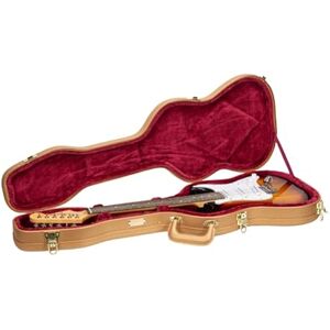 Crossrock Contoured Wooden Electric Guitar Case for Stratocaster & Telecaster Luxury Gold Faux Leather, Burgundy Velvet Interior, Lock – Designer Series -Luxury Gold (CRW520STLG) Crossrock Contoured Wooden Electric Guitar Case for Stratocaster & Telecaster Luxury Gold Faux Leather, Burgundy Velvet Interior, Lock – Designer Series -Luxury Gold (CRW520STLG)