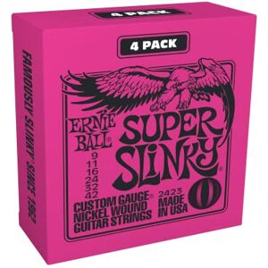 Ernie Ball Super Slinky Nickel Wound Electric Guitar Strings 4-Pack, 9-42 Gauge Ernie Ball Super Slinky Nickel Wound Electric Guitar Strings 4-Pack, 9-42 Gauge
