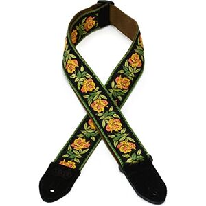Levy's Leathers 2" Fabric Guitar Strap Rosa Design Yellow, Gold, Green, and Black (MC8JQ-004, Rosa Yellow Levy's Leathers 2" Fabric Guitar Strap Rosa Design Yellow, Gold, Green, and Black (MC8JQ-004, Rosa Yellow