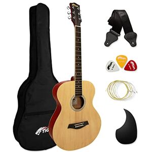 Tiger Acoustic Guitar for Beginners Full Size, Steel-String includes Gig-bag, Strap, Scratchplate and Spare Strings Natural ACG2-NT Tiger Acoustic Guitar for Beginners Full Size, Steel-String includes Gig-bag, Strap, Scratchplate and Spare Strings Natural ACG2-NT