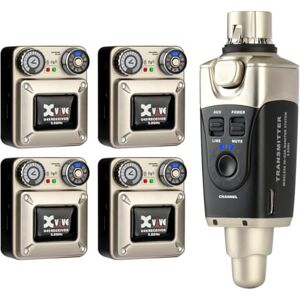 Xvive U45R4 Wireless in Ear Monitor System 5.8ghz IEM System 1 Transmitter and 4 Bodypack Receiver for Studio, Band Rehearsal, Live Performance, Channel Scan Mode Xvive U45R4 Wireless in Ear Monitor System 5.8ghz IEM System 1 Transmitter and 4 Bodypack Receiver for Studio, Band Rehearsal, Live Performance, Channel Scan Mode