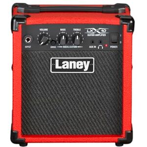 Laney LX10 Combo Electric Guitar Amp 10W compact amp perfect for beginners Headphone socket for practise, Aux in for jamming along 2 band EQ with drive switch Red Laney LX10 Combo Electric Guitar Amp 10W compact amp perfect for beginners Headphone socket for practise, Aux in for jamming along 2 band EQ with drive switch Red