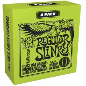Ernie Ball Regular Slinky Nickel Wound Electric Guitar Strings 4- Pack 10-46 Gauge Ernie Ball Regular Slinky Nickel Wound Electric Guitar Strings 4- Pack 10-46 Gauge