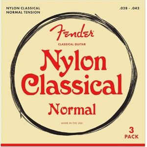 Fender Nylon Acoustic Strings, 100 Clear/Silver, Tie End, Gauges .028-.043, 3-Pack Fender Nylon Acoustic Strings, 100 Clear/Silver, Tie End, Gauges .028-.043, 3-Pack