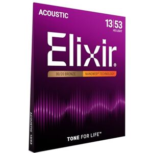 Elixir 11182 Strings 80/20 Bronze Acoustic Guitar Strings w NANOWEB Coating, HD Light (.013-.053) Elixir 11182 Strings 80/20 Bronze Acoustic Guitar Strings w NANOWEB Coating, HD Light (.013-.053)