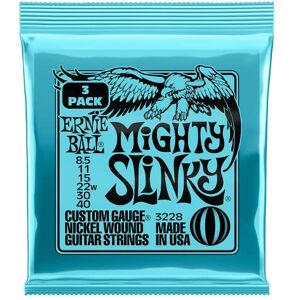 Ernie Ball Mighty Slinky Nickelwound Electric Guitar Strings 3-Pack 8.5-40 Gauge Ernie Ball Mighty Slinky Nickelwound Electric Guitar Strings 3-Pack 8.5-40 Gauge