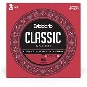 D'Addario Guitar Strings Classic Nylon Strings EJ27N Classical Guitar Strings Silver Plated Wrap, Nylon Core, Clear Student Trebles Normal Tension, 3-Pack D'Addario Guitar Strings Classic Nylon Strings EJ27N Classical Guitar Strings Silver Plated Wrap, Nylon Core, Clear Student Trebles Normal Tension, 3-Pack