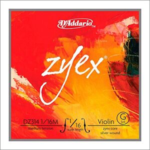 D'Addario Zyex Violin Single G String, 1/16 Scale, Medium Tension D'Addario Zyex Violin Single G String, 1/16 Scale, Medium Tension