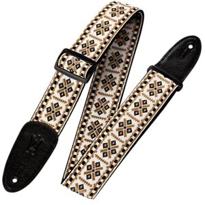 Levy's M8HT-07 2 inch Style 07 60's Style Hootenanny Jacquard Weave Guitar Straps with Leather Back Levy's M8HT-07 2 inch Style 07 60's Style Hootenanny Jacquard Weave Guitar Straps with Leather Back