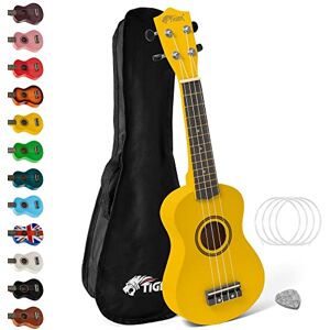 Tiger UKE7-YL Soprano Ukulele Ideal for Beginners and Schools – Includes Gig Bag, Felt Pick, Spare Strings now with Aquila Strings – Yellow Tiger UKE7-YL Soprano Ukulele Ideal for Beginners and Schools – Includes Gig Bag, Felt Pick, Spare Strings now with Aquila Strings – Yellow