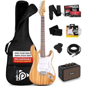 Pyle Full Size Electric Guitar Kit 97cm, 22 Fret Beginner Guitars Bundle 5W Amp, With Gig Bag, Picks, Spare Strings, Strap, and ST-Style Paulownia Body, Right Hand, Natural Pyle Full Size Electric Guitar Kit 97cm, 22 Fret Beginner Guitars Bundle 5W Amp, With Gig Bag, Picks, Spare Strings, Strap, and ST-Style Paulownia Body, Right Hand, Natural