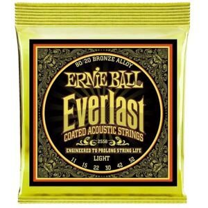 Ernie Ball Everlast Light Coated 80/20 Bronze Acoustic Guitar Strings 11-52 Gauge Ernie Ball Everlast Light Coated 80/20 Bronze Acoustic Guitar Strings 11-52 Gauge