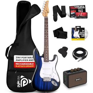 Pyle Full Size Electric Guitar Kit 97cm, 22 Fret Beginner Guitars Bundle 5W Amp, With Gig Bag, Picks, Spare Strings, Strap, and ST-Style Paulownia Body, Right Hand, Blue Pyle Full Size Electric Guitar Kit 97cm, 22 Fret Beginner Guitars Bundle 5W Amp, With Gig Bag, Picks, Spare Strings, Strap, and ST-Style Paulownia Body, Right Hand, Blue