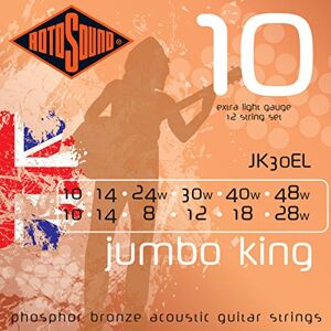 Rotosound Strings for Acoustic Guitar JUMBO KING 12-str. JK30EL Extra-Light 10-48 Rotosound Strings for Acoustic Guitar JUMBO KING 12-str. JK30EL Extra-Light 10-48