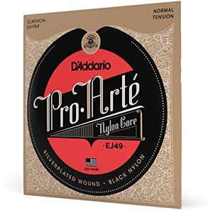 D'Addario Guitar Strings Pro-Arte Classical Guitar Strings EJ49 Nylon Guitar Strings Silver Plated Wound, Black Nylon Core Normal Tension D'Addario Guitar Strings Pro-Arte Classical Guitar Strings EJ49 Nylon Guitar Strings Silver Plated Wound, Black Nylon Core Normal Tension