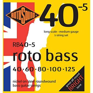 Rotosound RB40-5 Nickel Medium Gauge Roundwound Bass Strings (40 60 80 100 125), White Black Red Blue Rotosound RB40-5 Nickel Medium Gauge Roundwound Bass Strings (40 60 80 100 125), White Black Red Blue