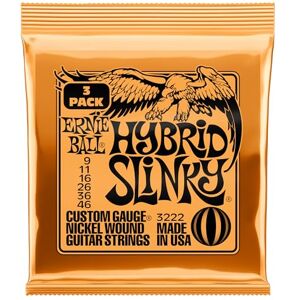 Ernie Ball Hybrid Slinky Nickel Wound Electric Guitar Strings 3 Pack 9-46 Gauge Ernie Ball Hybrid Slinky Nickel Wound Electric Guitar Strings 3 Pack 9-46 Gauge