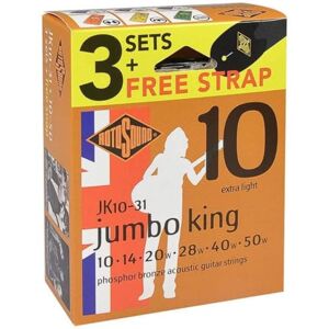 Rotosound Strings for Acoustic Guitar JUMBO KING 3 Set + Strap JK10-31-F Rotosound Strings for Acoustic Guitar JUMBO KING 3 Set + Strap JK10-31-F