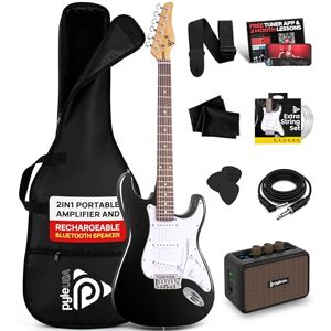 Pyle Full Size Electric Guitar Kit 97cm, 22 Fret Beginner Guitars Bundle 5W Amp, With Gig Bag, Picks, Spare Strings, Strap, and ST-Style Paulownia Body, Right Hand, Black Pyle Full Size Electric Guitar Kit 97cm, 22 Fret Beginner Guitars Bundle 5W Amp, With Gig Bag, Picks, Spare Strings, Strap, and ST-Style Paulownia Body, Right Hand, Black