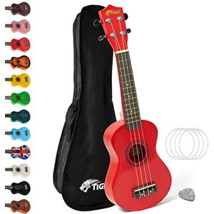 Tiger UKE7-RD Soprano Ukulele Ideal for Beginners and Schools – Includes Gig Bag, Felt Pick, Spare Strings now with Aquila Strings – Red Tiger UKE7-RD Soprano Ukulele Ideal for Beginners and Schools – Includes Gig Bag, Felt Pick, Spare Strings now with Aquila Strings – Red