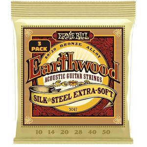 Ernie Ball Earthwood Silk and Steel Extra Soft 80/20 Bronze Acoustic Guitar Strings 3 Pack 10-50 Gauge Ernie Ball Earthwood Silk and Steel Extra Soft 80/20 Bronze Acoustic Guitar Strings 3 Pack 10-50 Gauge