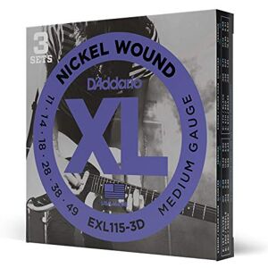 D'Addario EXL115-3D Nickel Wound Electric Guitar Strings, 3 Sets, Medium/Blues-Jazz Rock, 11-49, 3 Sets D'Addario EXL115-3D Nickel Wound Electric Guitar Strings, 3 Sets, Medium/Blues-Jazz Rock, 11-49, 3 Sets