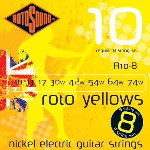 Rotosound Strings for E‑Guitar Roto Nickel Plated 8‑string YELLOWS R10‑8 Regular 10‑74 Rotosound Strings for E‑Guitar Roto Nickel Plated 8‑string YELLOWS R10‑8 Regular 10‑74