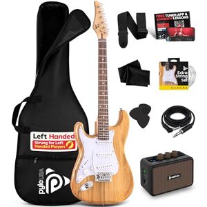 Pyle Full Size Electric Guitar Kit 97cm, 22 Fret Beginner Guitars Bundle 5W Amp, With Gig Bag, Picks, Spare Strings, Strap, and ST-Style Paulownia Body, Right Hand, Natural Left Pyle Full Size Electric Guitar Kit 97cm, 22 Fret Beginner Guitars Bundle 5W Amp, With Gig Bag, Picks, Spare Strings, Strap, and ST-Style Paulownia Body, Right Hand, Natural Left