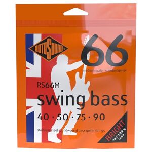Rotosound Strings for Electric Bass SWING 66 STAINLESS SETS 4-string RS66M MEDIUM SCALE Stainless MEDIUM Scale 40-90 Rotosound Strings for Electric Bass SWING 66 STAINLESS SETS 4-string RS66M MEDIUM SCALE Stainless MEDIUM Scale 40-90