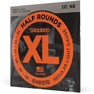 D'Addario Guitar Strings XL Half Rounds Electric Guitar Strings Semi-Flat Wound Bright Tone, Smooth Feel, Reduced Finger Noise EHR310 Regular Light, 10-46 D'Addario Guitar Strings XL Half Rounds Electric Guitar Strings Semi-Flat Wound Bright Tone, Smooth Feel, Reduced Finger Noise EHR310 Regular Light, 10-46