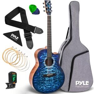 Pyle Full Size Classical Guitar Steel String, 41" Blue, Gig Bag, Tuner, Extra Strings, Strap, Picks, Right Pyle Full Size Classical Guitar Steel String, 41" Blue, Gig Bag, Tuner, Extra Strings, Strap, Picks, Right