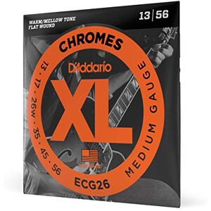 D'Addario Guitar Strings XL Chromes Electric Guitar Strings Flat Wound Polished for Ultra-Smooth Feel and Warm, Mellow Tone ECG26 Medium, 13-56, 1-Pack D'Addario Guitar Strings XL Chromes Electric Guitar Strings Flat Wound Polished for Ultra-Smooth Feel and Warm, Mellow Tone ECG26 Medium, 13-56, 1-Pack