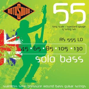 Rotosound Strings for Electric Bass SOLO 55 STAINLESS PRESSURE WOUND 5-string RS555LD Medium 45-130 Rotosound Strings for Electric Bass SOLO 55 STAINLESS PRESSURE WOUND 5-string RS555LD Medium 45-130