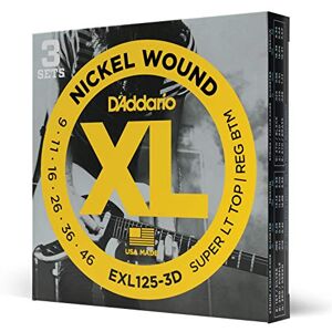 D'Addario EXL125-3D Nickel Wound Electric Guitar Strings, Super Light Top/Regular Bottom, 9-42, 3 Sets D'Addario EXL125-3D Nickel Wound Electric Guitar Strings, Super Light Top/Regular Bottom, 9-42, 3 Sets