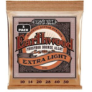 Ernie Ball Earthwood Extra Light Phosphor Bronze Acoustic Guitar Strings 3-Pack 10-50 Gauge Ernie Ball Earthwood Extra Light Phosphor Bronze Acoustic Guitar Strings 3-Pack 10-50 Gauge