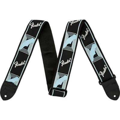 Fender Monogrammed Woven Guitar Strap, Leather Ends, 2", Black/Blue Electric & acoustic guitar strap, woven logo, polyester backing, adjustable 2-inch wide, guitar accessories Fender Monogrammed Woven Guitar Strap, Leather Ends, 2", Black/Blue Electric & acoustic guitar strap, woven logo, polyester backing, adjustable 2-inch wide, guitar accessories