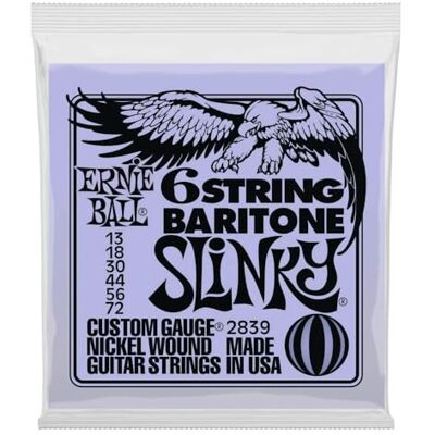 Ernie Ball P02839 Slinky 6-String w/ small ball end 29 5/8 scale Baritone Guitar Strings 13-72 Gauge Ernie Ball P02839 Slinky 6-String w/ small ball end 29 5/8 scale Baritone Guitar Strings 13-72 Gauge
