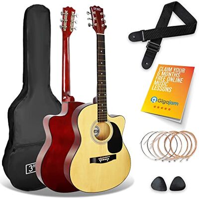 3rd Avenue Full Size 4/4 Cutaway Acoustic Guitar Pack Bundle for Beginners 6 Months FREE Lessons, Bag, Strap, Picks and Spare Strings Natural 3rd Avenue Full Size 4/4 Cutaway Acoustic Guitar Pack Bundle for Beginners 6 Months FREE Lessons, Bag, Strap, Picks and Spare Strings Natural