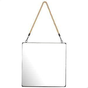 AKTIVE MAX Home Square Wall Mirror 40 x 40 cm, Decorative Rope, Metal Frame, Glass, Black Metal Mirror, Easy Fixing (Screws Not Included), for Bathrooms, Bedrooms (18452) AKTIVE MAX Home Square Wall Mirror 40 x 40 cm, Decorative Rope, Metal Frame, Glass, Black Metal Mirror, Easy Fixing (Screws Not Included), for Bathrooms, Bedrooms (18452)