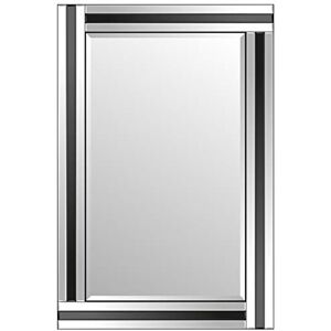 MirrorOutlet Large Bathroom Black + Silver Bevelled Triple Edge Wall Mirror 60cm X 90cm, 91x60,Frameless,YC021-Bath MirrorOutlet Large Bathroom Black + Silver Bevelled Triple Edge Wall Mirror 60cm X 90cm, 91x60,Frameless,YC021-Bath