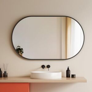 EMKE Oval Bathroom Mirror, 60 x 100 cm, Black Frame Wall Mirror, Horizontal/Vertical, for Bathrooms, Hallways, Living Rooms, Bedrooms, Guest Toilets. EMKE Oval Bathroom Mirror, 60 x 100 cm, Black Frame Wall Mirror, Horizontal/Vertical, for Bathrooms, Hallways, Living Rooms, Bedrooms, Guest Toilets.