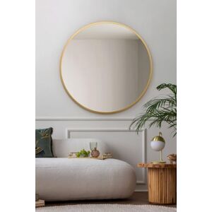MirrorOutlet The Fenestra Gold edged Modern Round Circular Wall Mirror 35" X 35" (90CM X 90CM) Silver Mirror Glass with Black Metal Frame MirrorOutlet The Fenestra Gold edged Modern Round Circular Wall Mirror 35" X 35" (90CM X 90CM) Silver Mirror Glass with Black Metal Frame