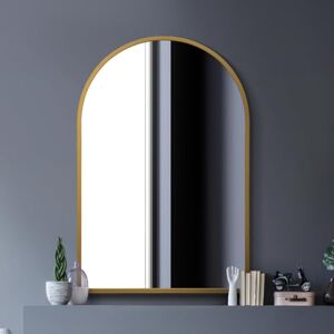 MirrorOutlet Arched Modern Gold Large Arched Metal Modern Wall Mirror: 120 x 80cm Suitable for Bedroom, Living Room, Dressing Room, and Living spaces. MirrorOutlet Arched Modern Gold Large Arched Metal Modern Wall Mirror: 120 x 80cm Suitable for Bedroom, Living Room, Dressing Room, and Living spaces.