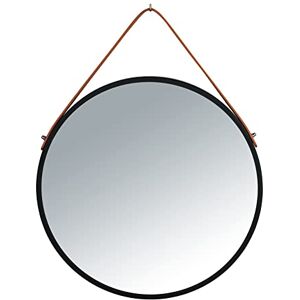 WENKO Borrone Round Wall Mirror with Black Metal Frame and Hanging Strap Decorative Mirror in Vintage Design Glass/Metal Diameter 40 cm Black WENKO Borrone Round Wall Mirror with Black Metal Frame and Hanging Strap Decorative Mirror in Vintage Design Glass/Metal Diameter 40 cm Black