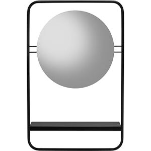 Croydex Furzton Round Bathroom Mirror with Shelf, 4mm Mirror Glass, Matt Black Steel Framed Design, Wall Mounted, Contemporary Style Croydex Furzton Round Bathroom Mirror with Shelf, 4mm Mirror Glass, Matt Black Steel Framed Design, Wall Mounted, Contemporary Style
