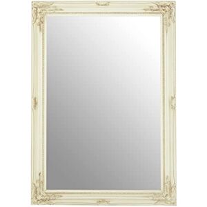 Premier Housewares Rectangular Wall Mirror/Classic Mirrors For Bathroom/Bedroom/Garden Walls Fancy Wall Mounted Mirrors For Hallway With Bone White Finish 88 x 5 x 118 Premier Housewares Rectangular Wall Mirror/Classic Mirrors For Bathroom/Bedroom/Garden Walls Fancy Wall Mounted Mirrors For Hallway With Bone White Finish 88 x 5 x 118