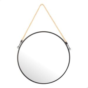 AKTIVE MAX Home Round Wall Mirror D38, Decorative Rope, Metal Frame, Glass, Black Metal Mirror, Easy Fixing (Screws Not Included), Ideal for Bathrooms, Bedrooms (18447) AKTIVE MAX Home Round Wall Mirror D38, Decorative Rope, Metal Frame, Glass, Black Metal Mirror, Easy Fixing (Screws Not Included), Ideal for Bathrooms, Bedrooms (18447)