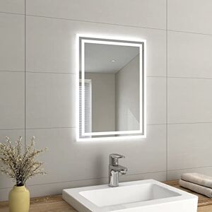 EMKE LED Small Bathroom Mirror 450x600mm, Wall Mounted Bathroom/Bedroom Vanity Mirror with LED Lights Demister Pad, Easy Control Smart Mirror EMKE LED Small Bathroom Mirror 450x600mm, Wall Mounted Bathroom/Bedroom Vanity Mirror with LED Lights Demister Pad, Easy Control Smart Mirror